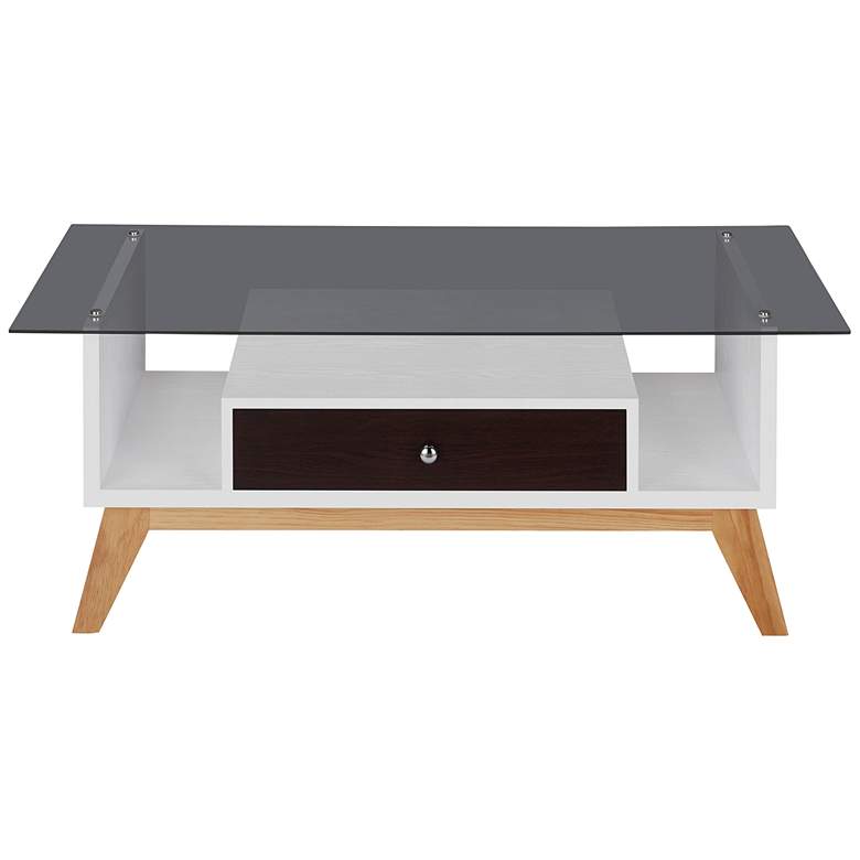Image 2 Lana 47 1/4 inch Wide Espresso and White 1-Drawer Coffee Table