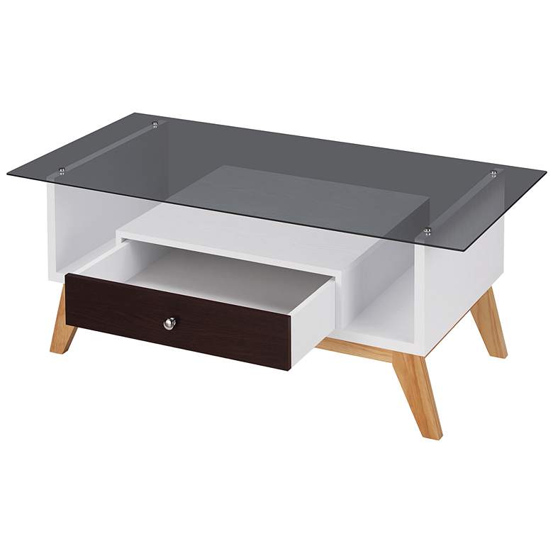 Image 4 Lana 47 1/4" Wide Espresso and White 1-Drawer Coffee Table more views