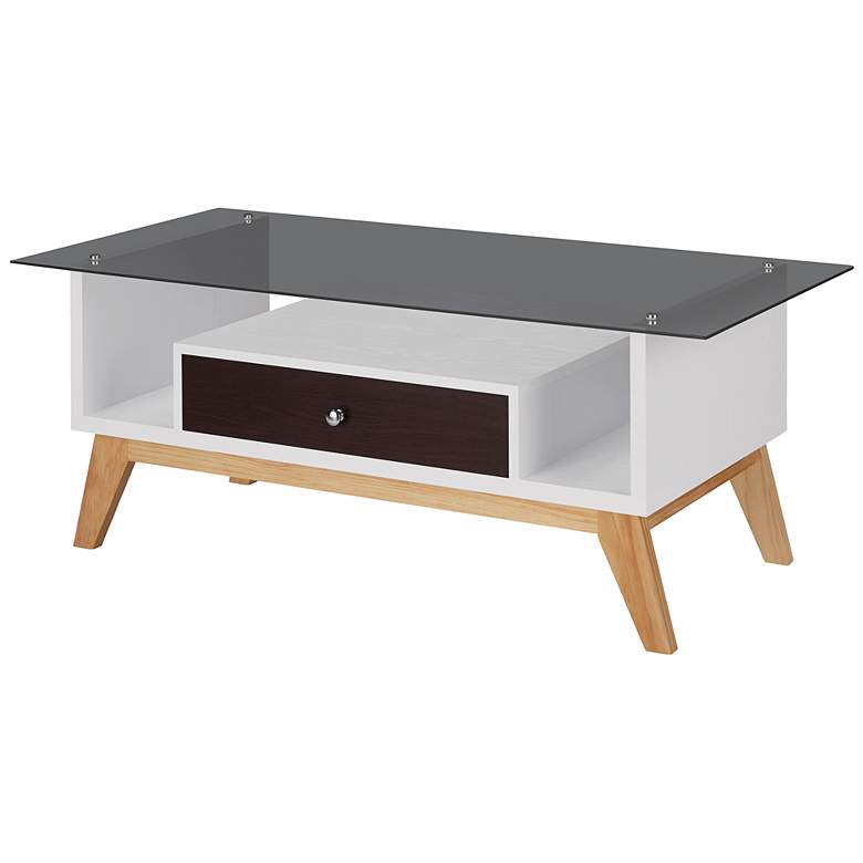 Image 5 Lana 47 1/4 inch Wide Espresso and White 1-Drawer Coffee Table more views