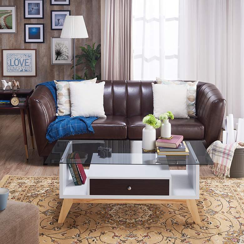 Image 7 Lana 47 1/4" Wide Espresso and White 1-Drawer Coffee Table more views