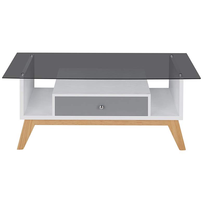 Image 2 Lana 47 1/4" Wide Gray and White 1-Drawer Coffee Table