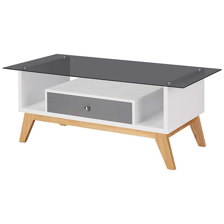 Image 6 Lana 47 1/4" Wide Gray and White 1-Drawer Coffee Table more views