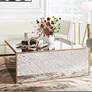 Lana 48" Wide Antique Mirrored Coffee Table in scene