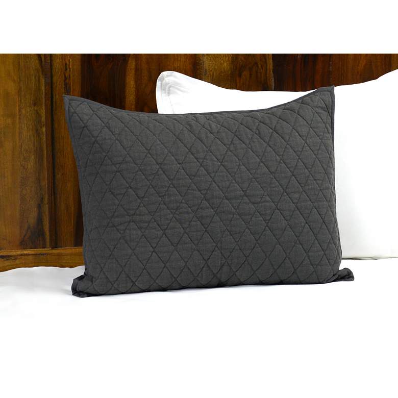 Image 1 Lana Charcoal Diamond Cotton Standard Pillow Sham