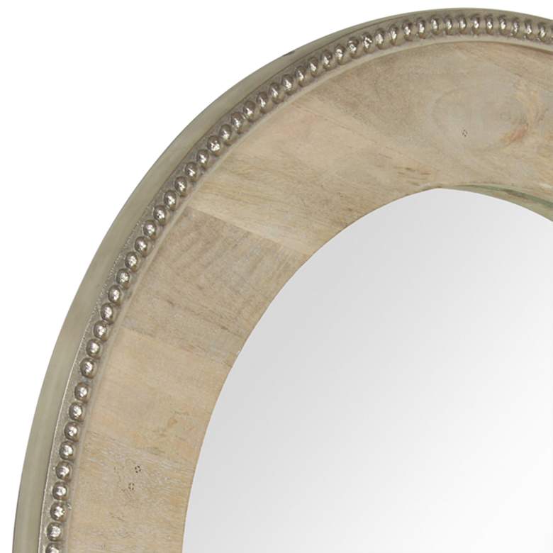Lana Light Gray and Beige Wood 29&quot; Round Wall Mirror more views