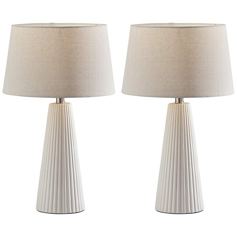 Image 1 Lana Off-White Ceramic Accent Table Lamps Set of 2