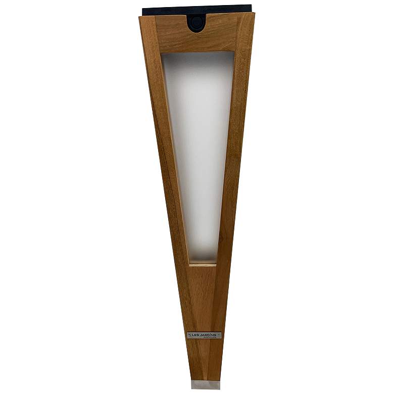 Image 1 Lanai 20 inch High Teak Wood LED Solar Outdoor Torch Light