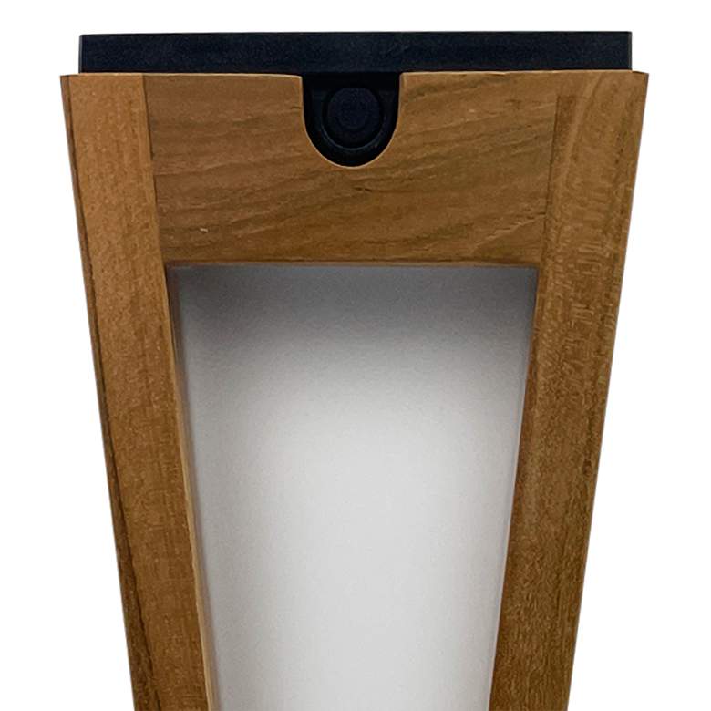 Image 2 Lanai 20 inch High Teak Wood LED Solar Outdoor Torch Light more views