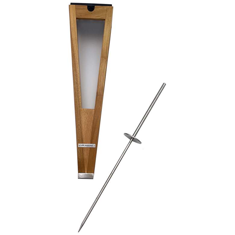 Image 5 Lanai 20" High Teak Wood LED Solar Outdoor Torch Light more views