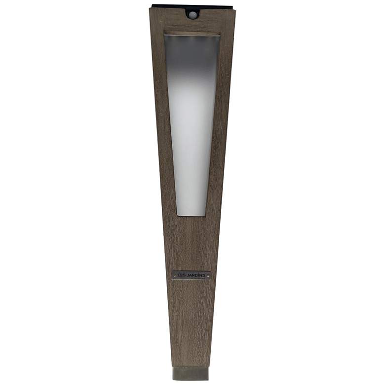 Image 1 Lanai 20" High Weathered Teak Wood LED Solar Torch Light