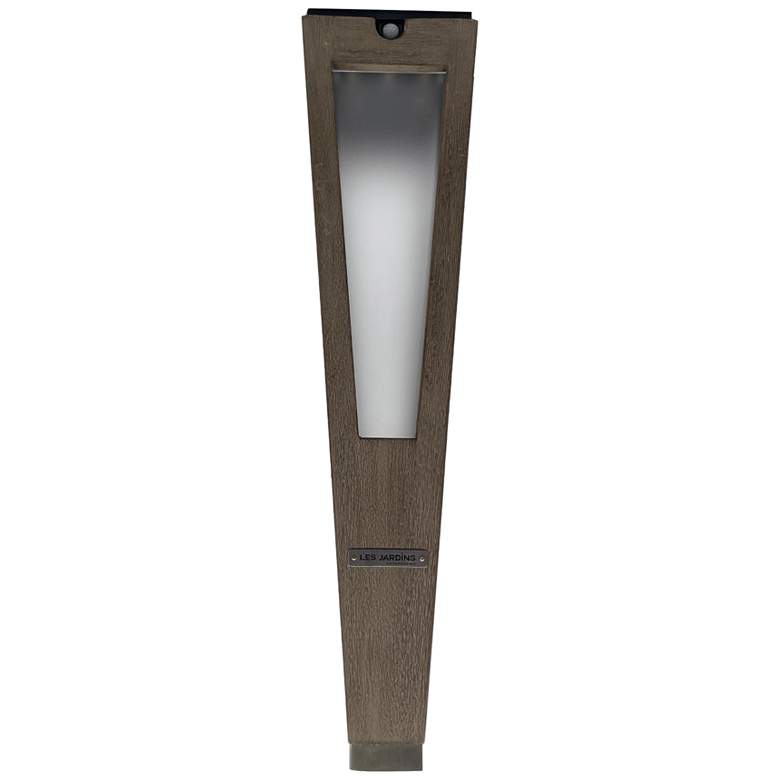 Image 1 Lanai 20 inch High Weathered Teak Wood LED Solar Torch Light