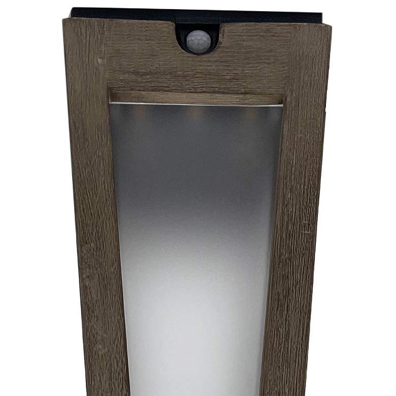 Image 2 Lanai 20" High Weathered Teak Wood LED Solar Torch Light more views