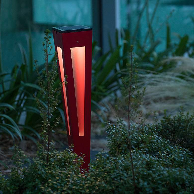 Image 3 Lanai 46 1/2" High Red Aluminum LED Solar Torch Light more views