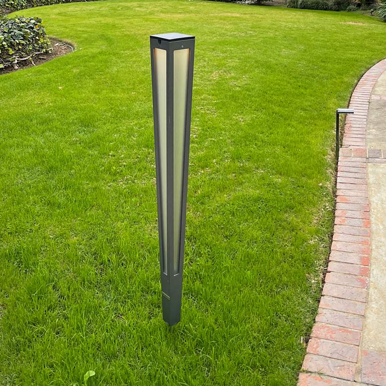 Image 4 Lanai 46 1/2" High Space Gray Aluminum LED Solar Torch Light more views