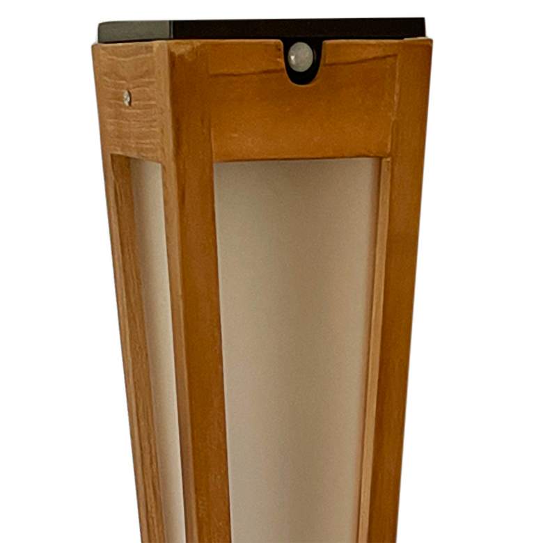 Image 2 Lanai 46 1/2 inch High Teak Wood LED Solar Outdoor Torch Light more views