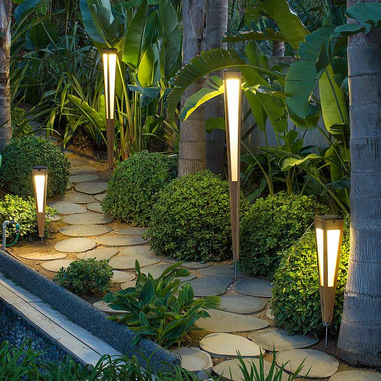 Image 3 Lanai 46 1/2" High Teak Wood LED Solar Outdoor Torch Light more views