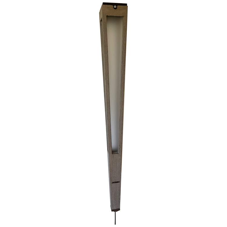 Image 1 Lanai 46 1/2" High Weathered Teak Wood LED Solar Torch Light