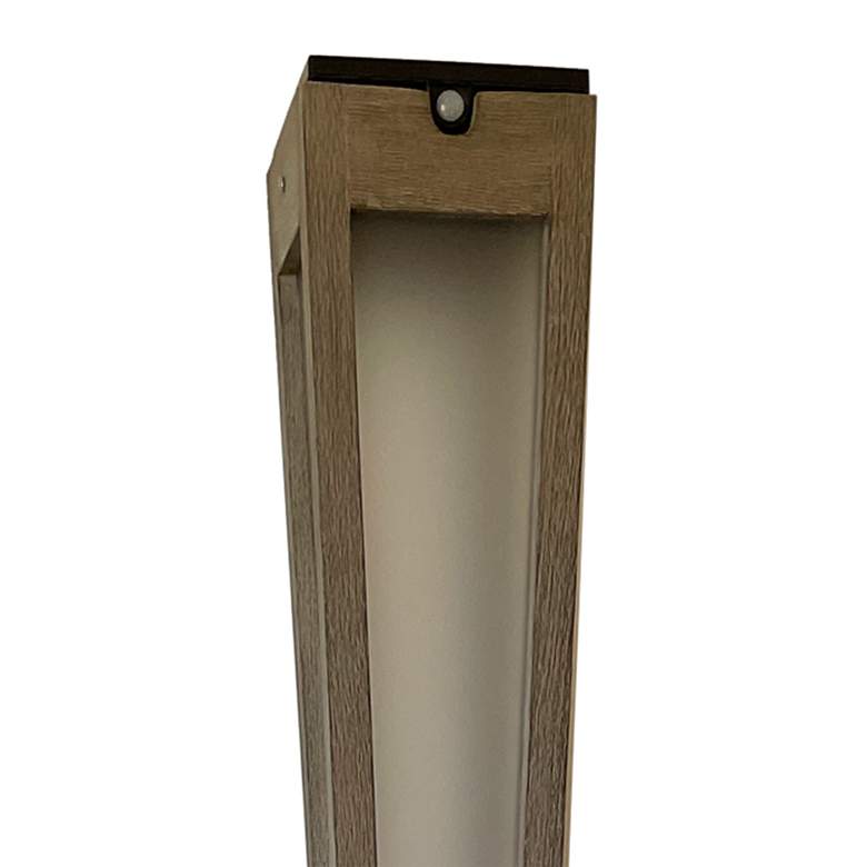Image 2 Lanai 46 1/2 inch High Weathered Teak Wood LED Solar Torch Light more views