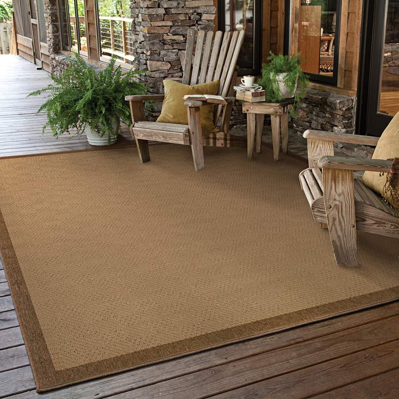 Image 1 Lanai 525D7 5&#39;3 inchx7&#39;6 inch Beige and Brown Outdoor Area Rug