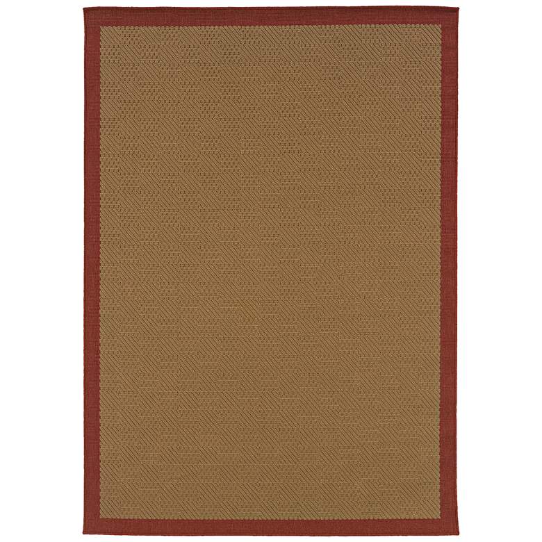 Image 2 Lanai 525O8 5&#39;3 inchx7&#39;6 inch Beige and Red Outdoor Area Rug