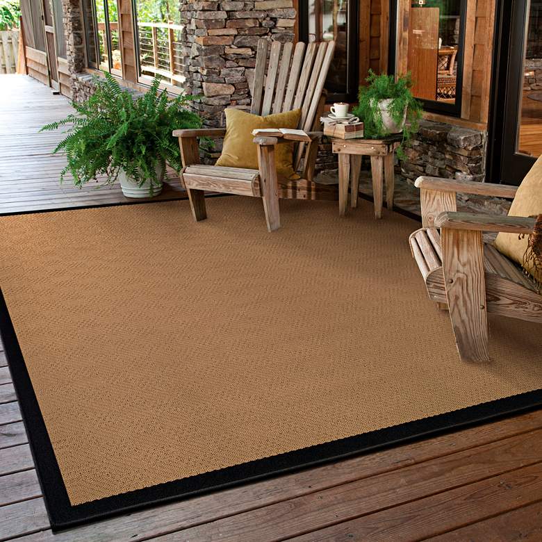 Image 1 Lanai 525X5 5&#39;3 inchx7&#39;6 inch Beige and Black Outdoor Area Rug