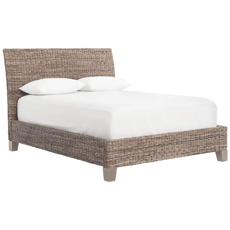 Image 1 Lanai Coastal Gray Wash Mango Wood and Abaca Queen Bed