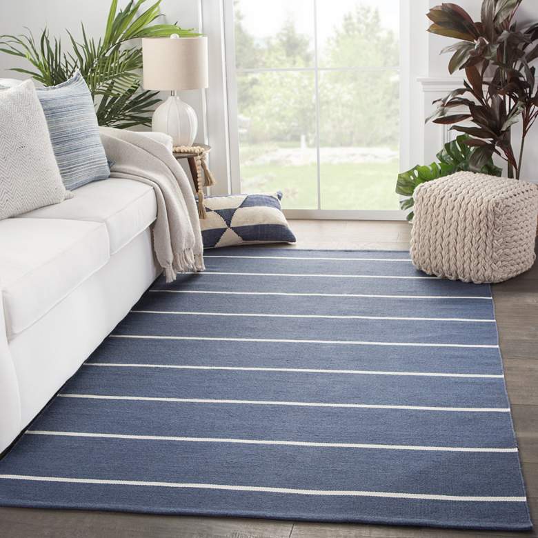 Image 1 Lanai Corbina LAN02 5&#39;x8&#39; Dark Blue and Ivory Area Rug