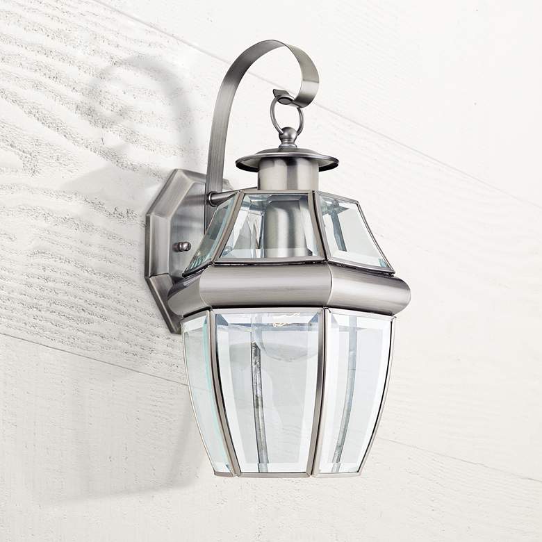 Image 1 Lancaster 14" High Antique Brushed Nickel Outdoor Wall Light