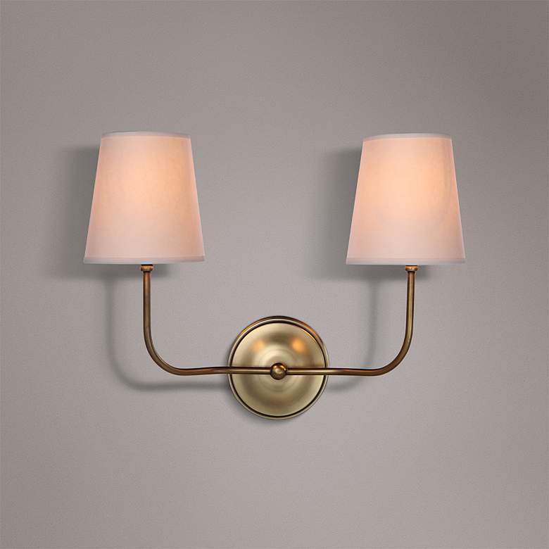 Image 1 Lancaster 14 inch High Burnished Brass 2-Light Wall Sconce