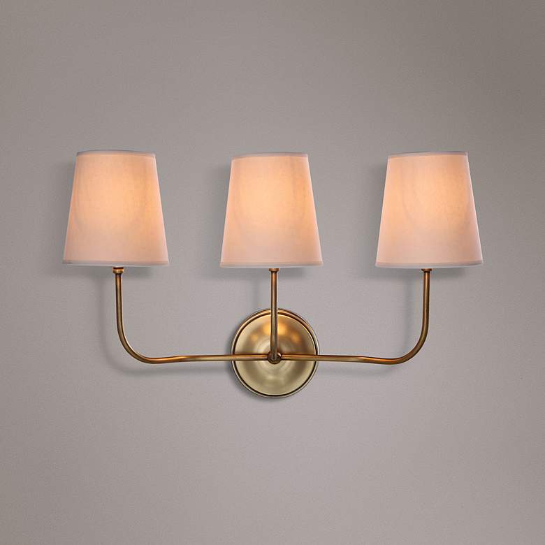 Image 1 Lancaster 14 inch High Burnished Brass 3-Light Wall Sconce