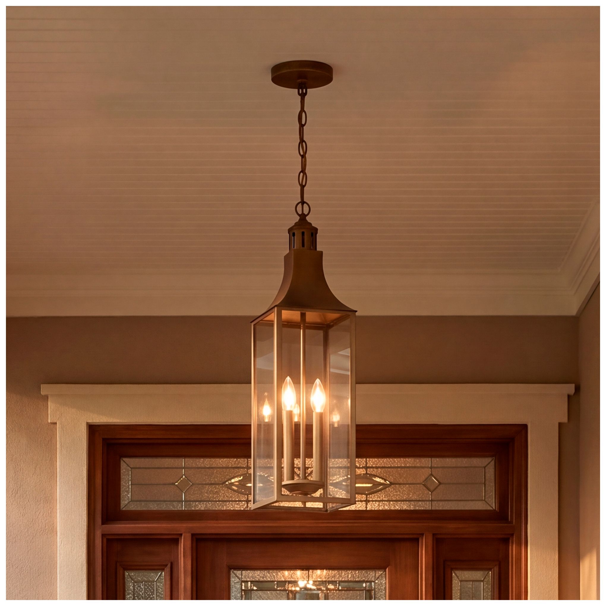 Thumbnail2 of Lancaster 2-Light Outdoor Hanging Lantern in Atlas Bronze more views