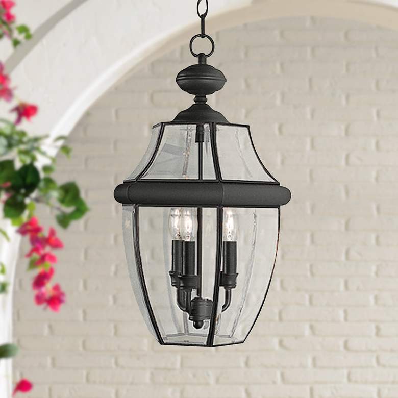 Image 1 Lancaster 20 3/4 inch High Black 3-Light Outdoor Hanging Light