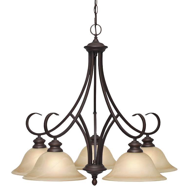 Image 1 Lancaster 28" Wide Chandelier in Rubbed Bronze & Antique Marbled G