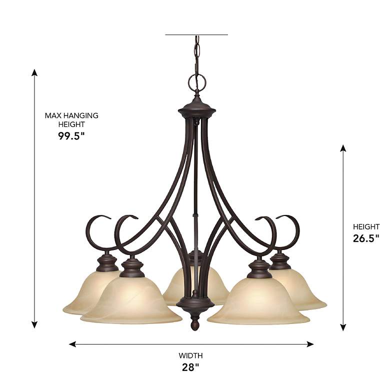 Image 3 Lancaster 28" Wide Chandelier in Rubbed Bronze & Antique Marbled G more views