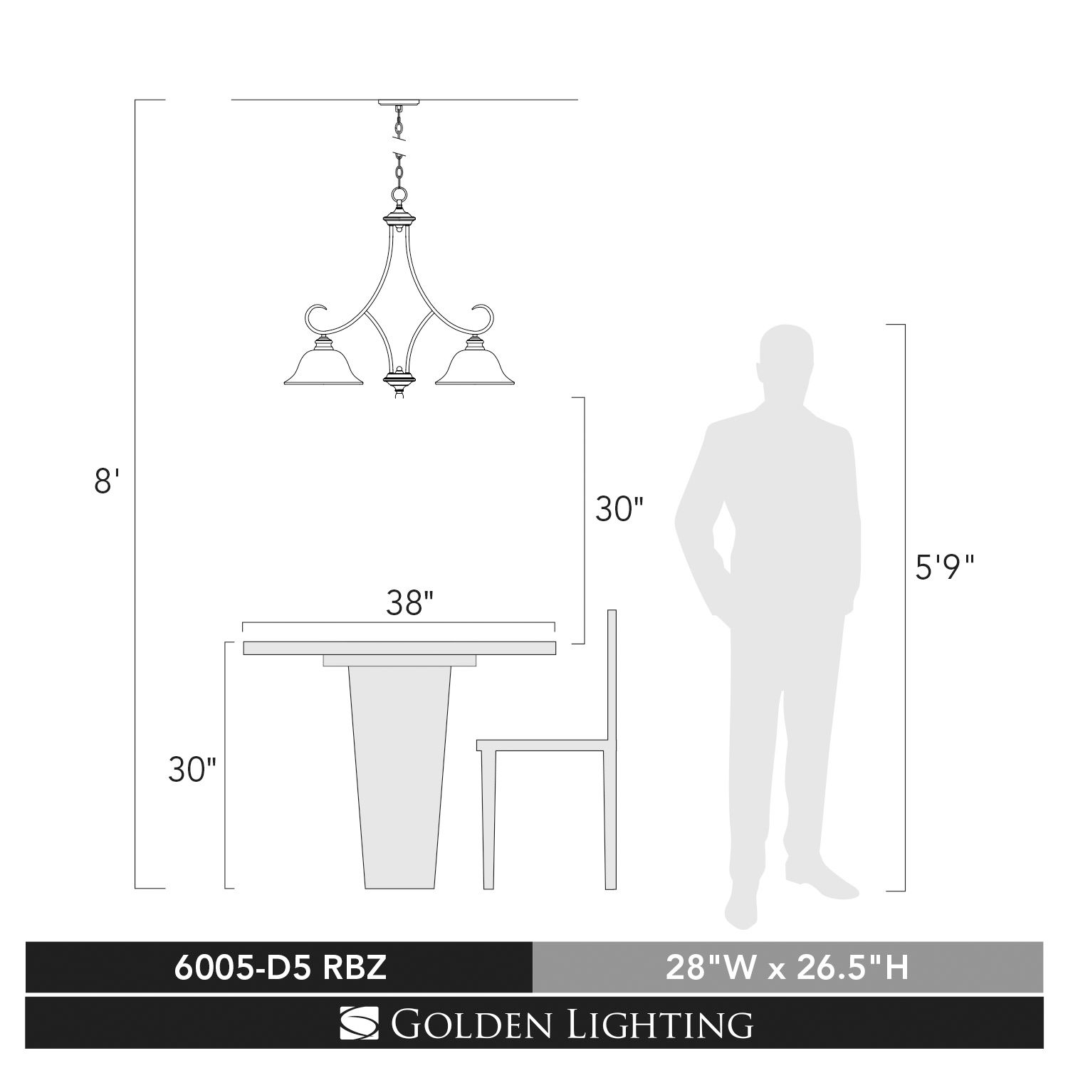 Image 3 Lancaster 28" Wide Rubbed Bronze 5-Light Chandelier more views