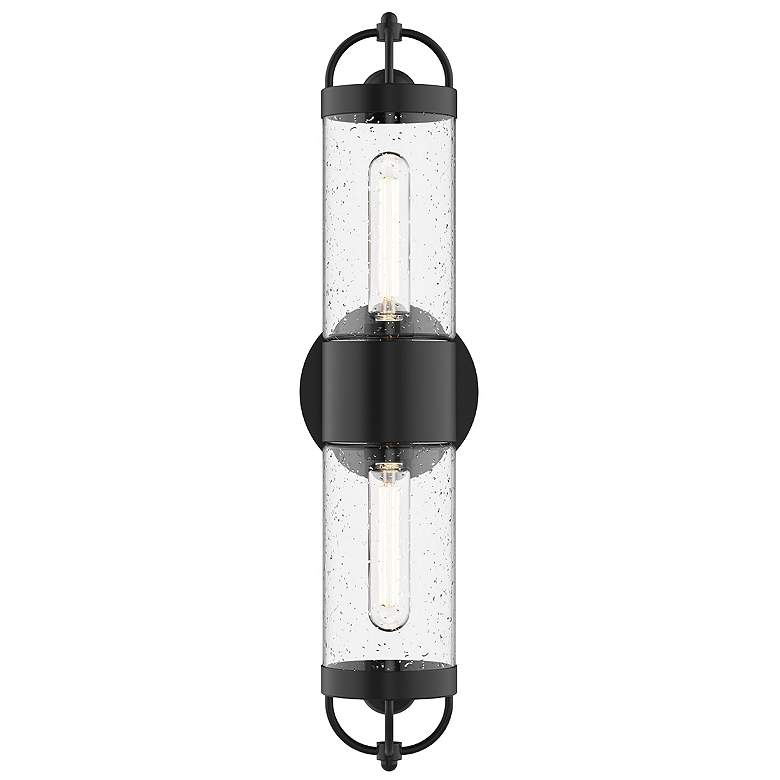 Image 1 Lancaster 5-in 2 Light Clear Glass/Black Outdoor Wall 60W Alora Mood