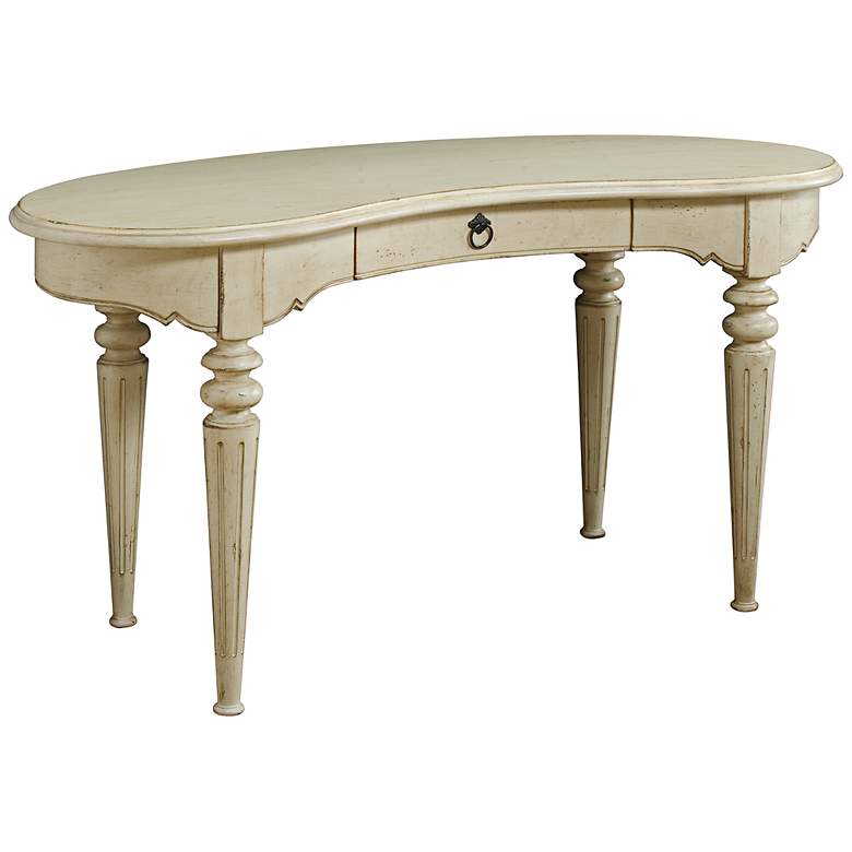 Image 1 Lancaster 58" Wide Kidney-Top White Linen Writing Desk