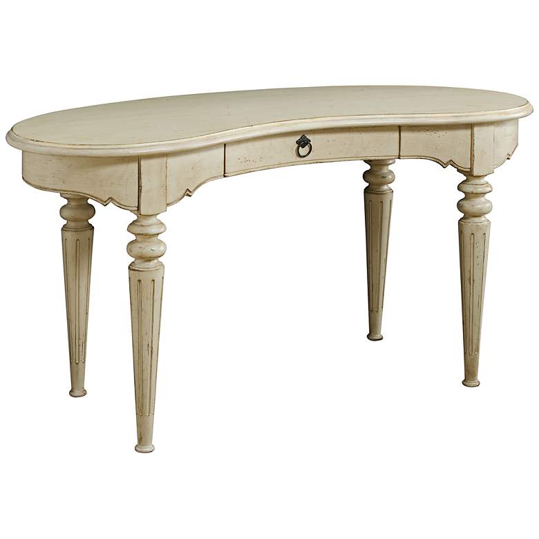 Image 1 Lancaster 58 inch Wide Kidney-Top White Linen Writing Desk