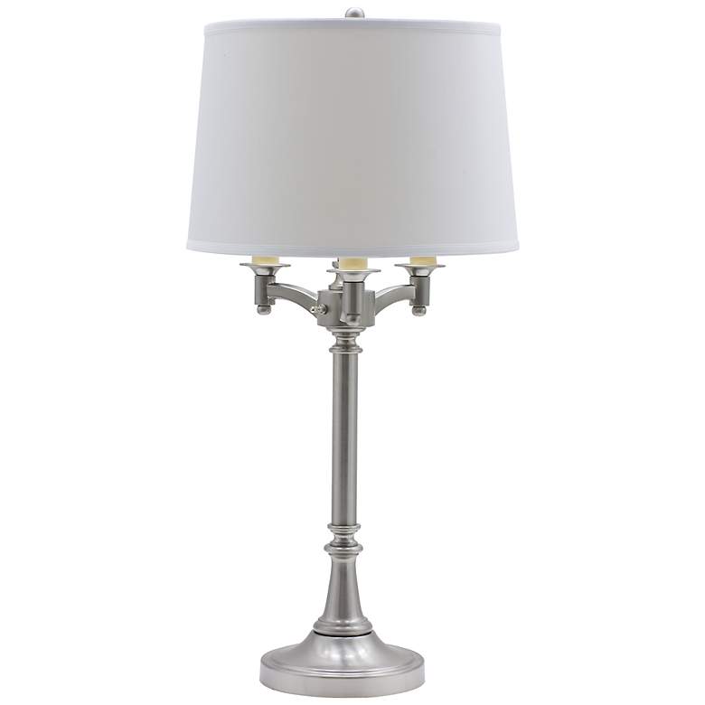 Image 1 Lancaster Satin Nickel Finish Candlestick Base Table Lamp by House of Troy