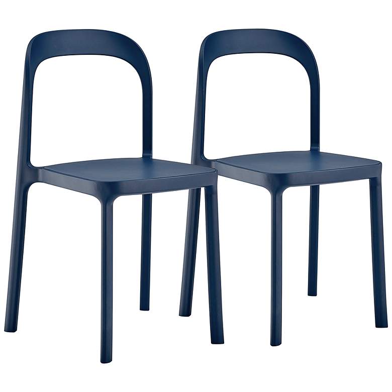Image 2 Lance Blue Stackable Indoor/Outdoor Side Chairs Set of 2