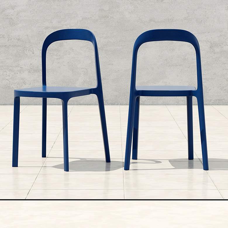 Image 1 Lance Blue Stackable Indoor/Outdoor Side Chairs Set of 2