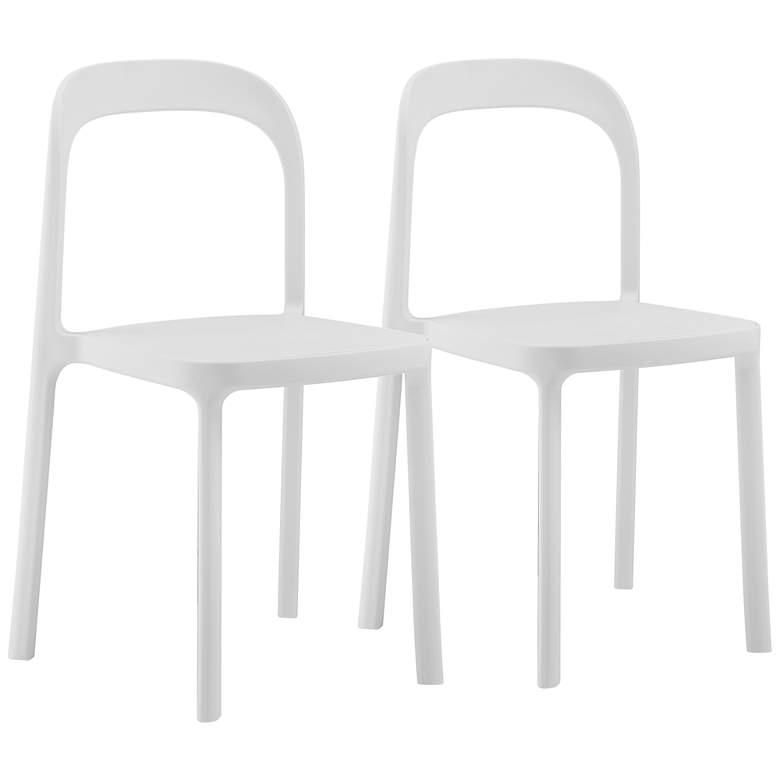 Image 2 Lance White Stackable Indoor/Outdoor Side Chairs Set of 2