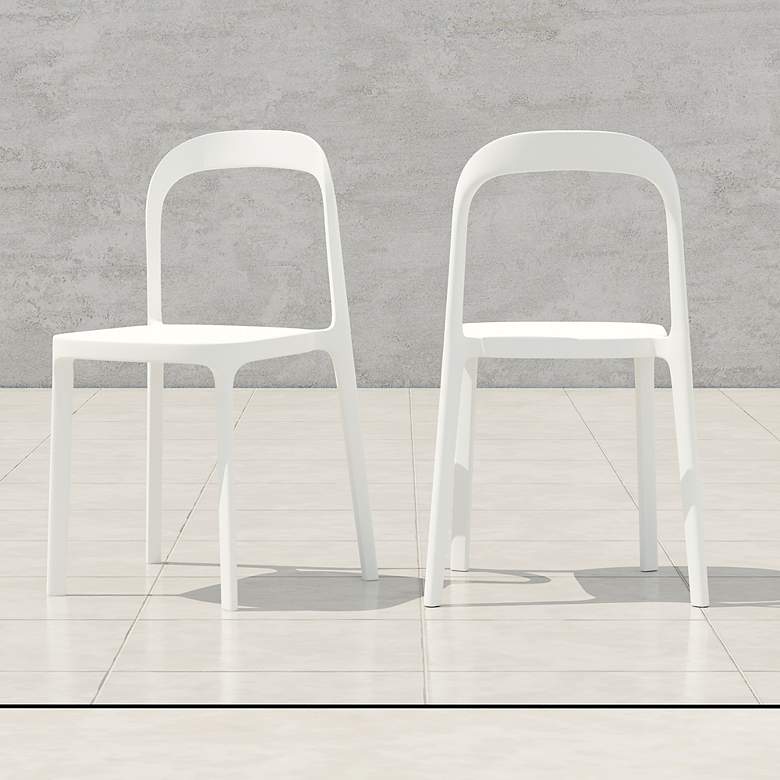 Image 1 Lance White Stackable Indoor/Outdoor Side Chairs Set of 2