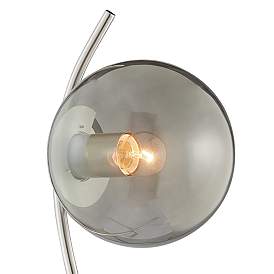 Image3 of Lancy 18 1/2" High Nickel Tripod Table Lamp with Smoke Shade more views