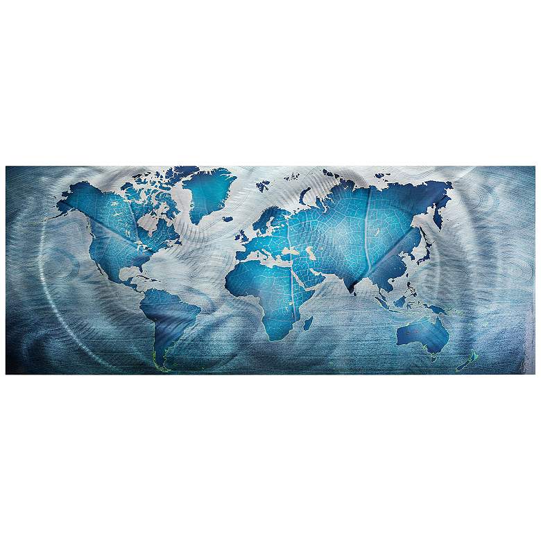 Image 1 Land and Sea 48 inch Wide Map Modern Metal Wall Art