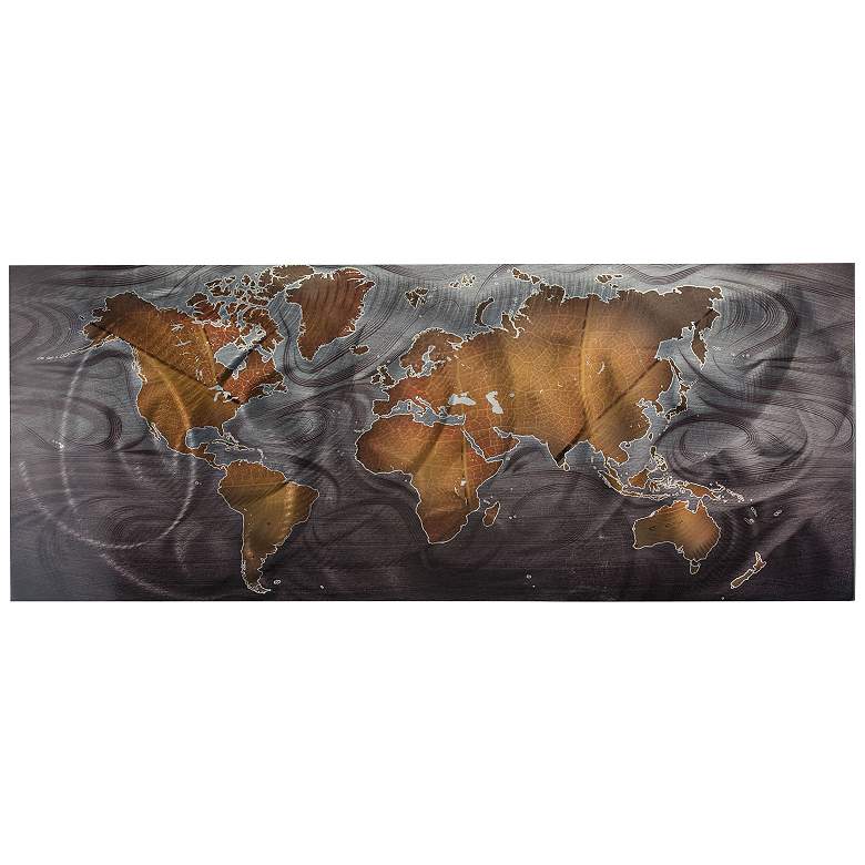 Image 1 Land and Sea Bronze Pewter 48 inch Wide Abstract Metal Wall Art