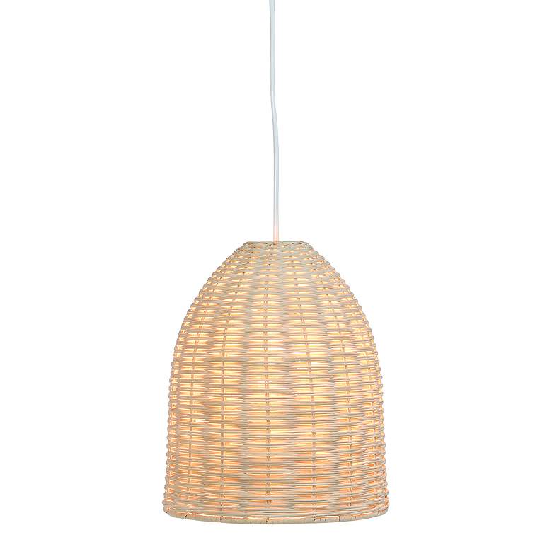 Image 2 Landia 10" Wide White Natural Dome Mini Pendant