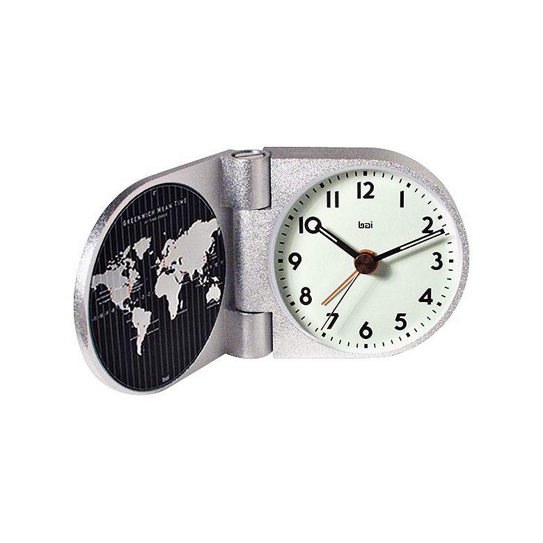 Image 1 Landmark Solid Aluminum Greenwich Travel Alarm Clock