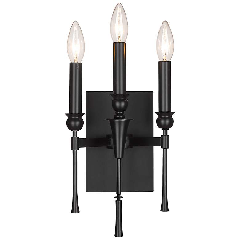 Image 3 Landon 13" High Matte Black 3-Light Wall Sconce