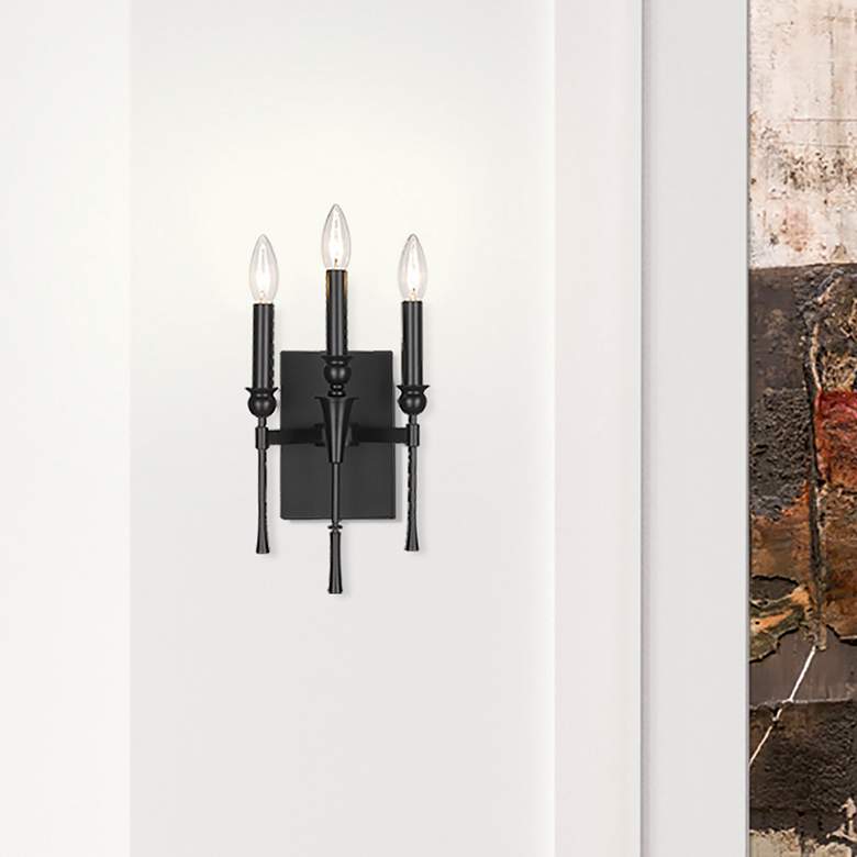 Image 2 Landon 13" High Matte Black 3-Light Wall Sconce